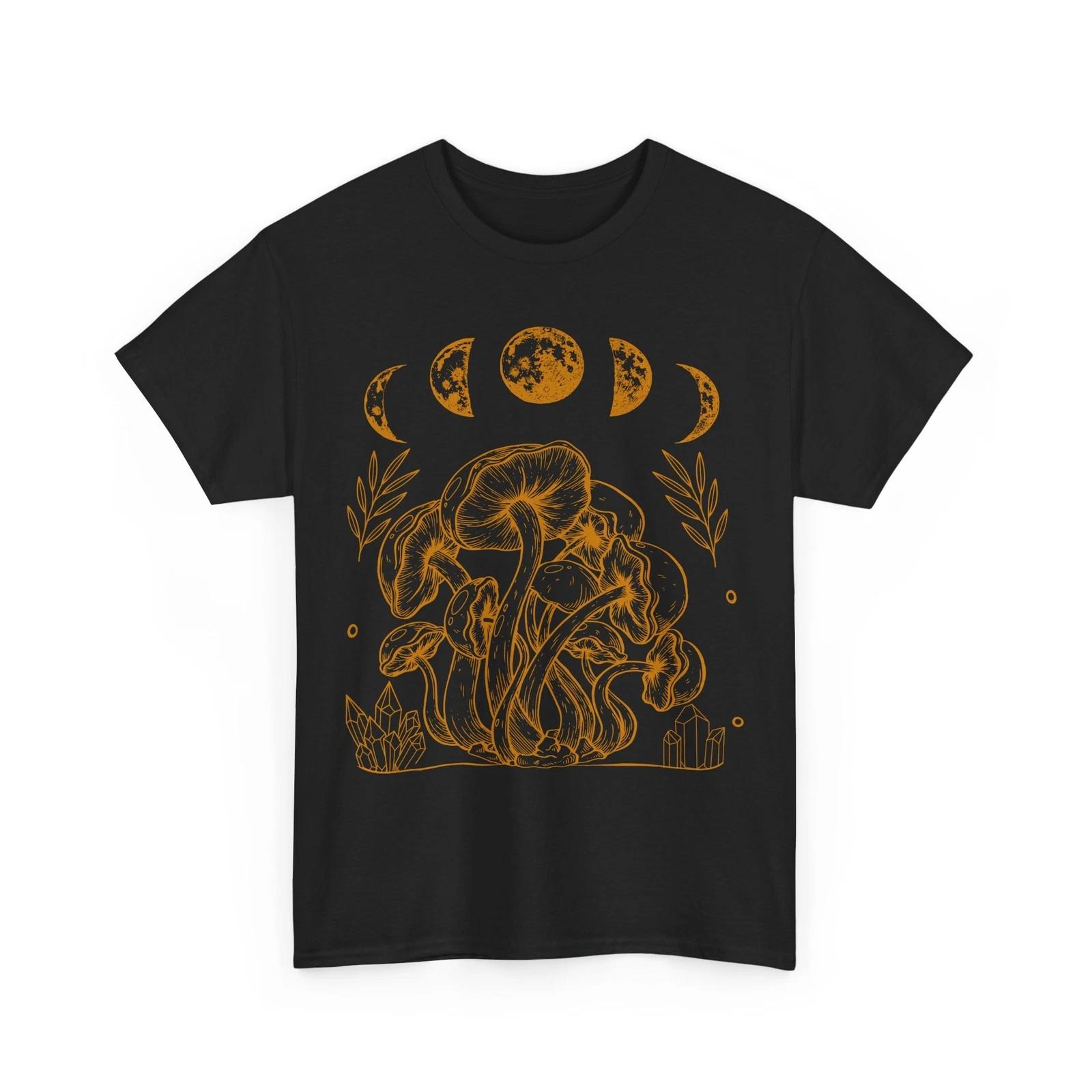 Mushroom Shirt, Cottagecore Mushroom Moon Phases Mycology Lovers Shirt S