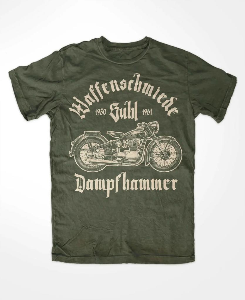 Weapons Wrought Steel Unisex TShirt Olive S S Schwalbe GDR Wheel Simson TShirts Short Sleeve Casual Cotton Shirt