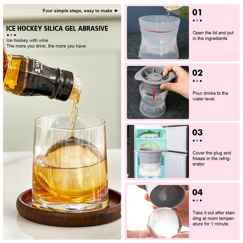 Silicone Sphere Ice Cube Mold Kitchen Stackable Slow Melting Diy Ice Ball Round Jelly Making Mould For Cocktail Whiskey Drink