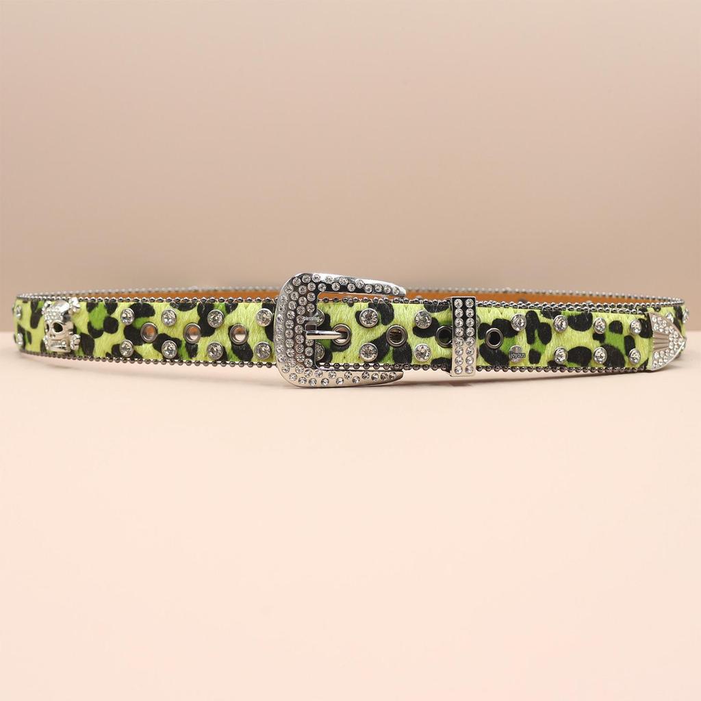 European-American Skull Rhinestone Punk Belt - Unisex Fashion Accessory