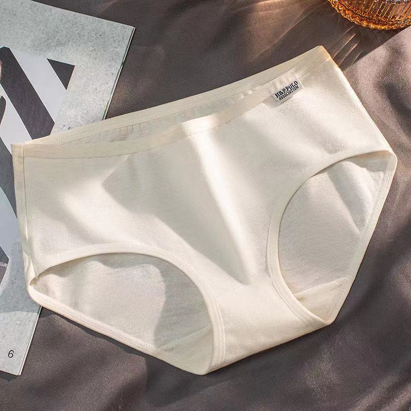 Cotton Crotch Panties for Women Low Waist Girls Cute Brief Solid Color Breathable Underwear
