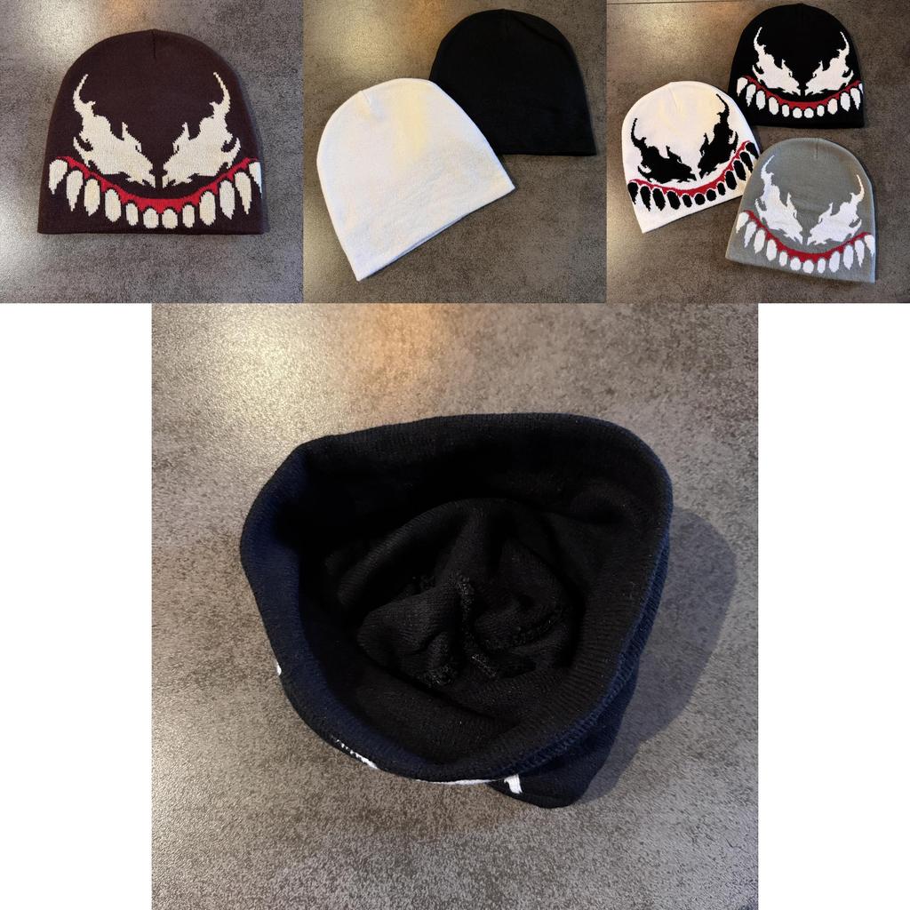 Venom Fashion Knit Cap Casual Streetwear With Acrylic Material For Autumn Winter Warmth