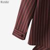 ZANZEA Women Turn Down Collar Casual Long Sleeve Stripe Blouse
