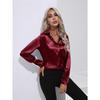 JPNTKY Women's Fashion Casual Solid Color Print Long Sleeve  POLO Neck Blouses & Shirts
