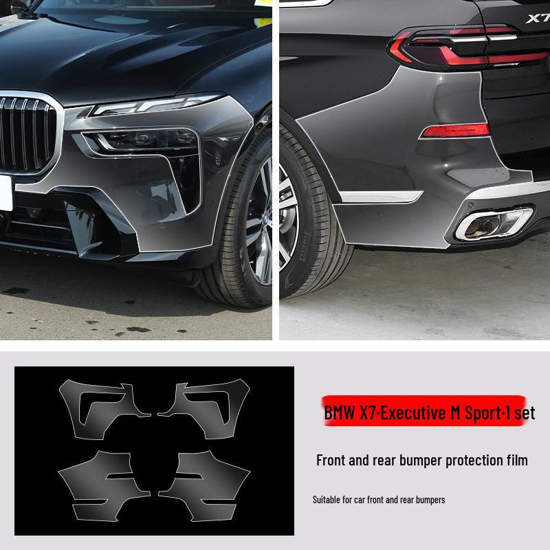 Vorgeschnittene durchsichtige TPU-Schutzfolie für vordere und hintere Stoßfänger - Passend für 23 BMW 7er Modelle