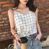 Retro Chic kariertes Chiffon-Camisole - Damen lockeres ärmelloses Sommeroberteil