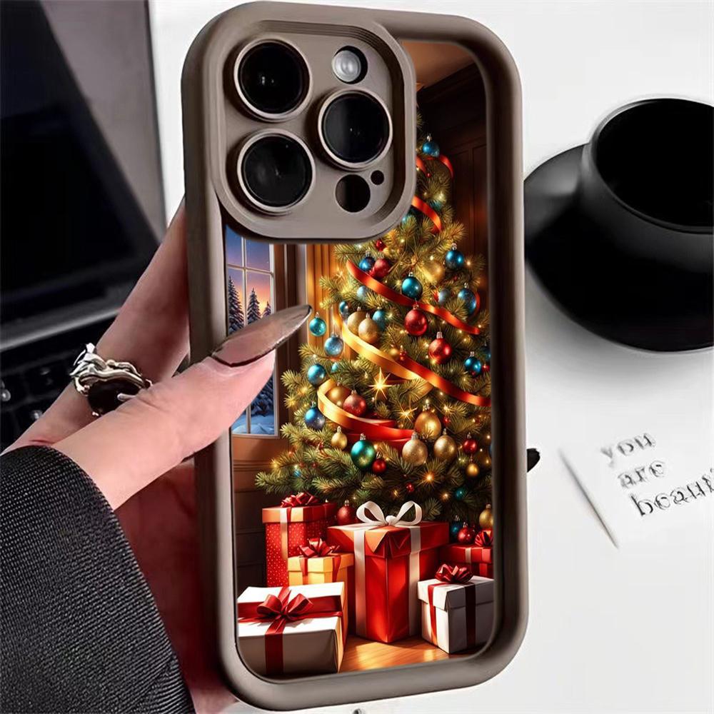 N117 New Year Merry Christmas Art Soft Angel Eyes Phone Cases for Samsung S23 S24 Ultra S21 FE A54 A34 A13 A14 A06 A24 Realme12 Vivo Shockproof Cover