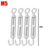10/1Pcs Stainless Steel Hook Eye Turnbuckles Adjustable Wire Rope Tensioner Clothesline Tightener Marine Hardware M4 M5 M6