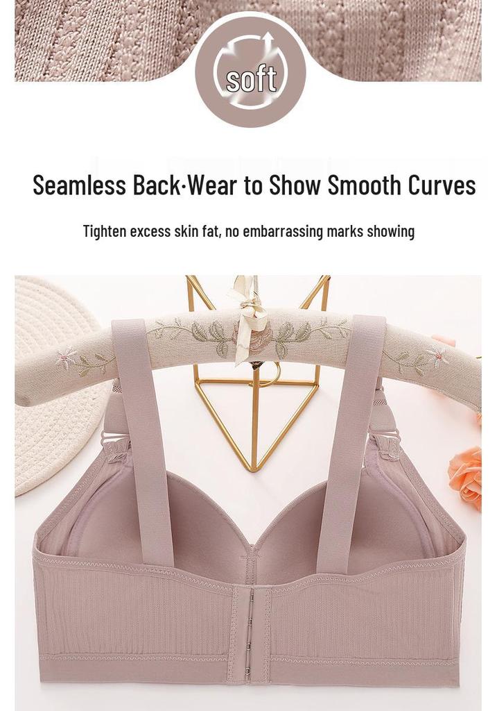 Front Closure Wireless Push-Up Bra for Middle-Aged and Elderly Women