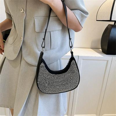 Women's Fashion Studded Underarm Bag Retro PU Shoulder Bag Casual Handbags