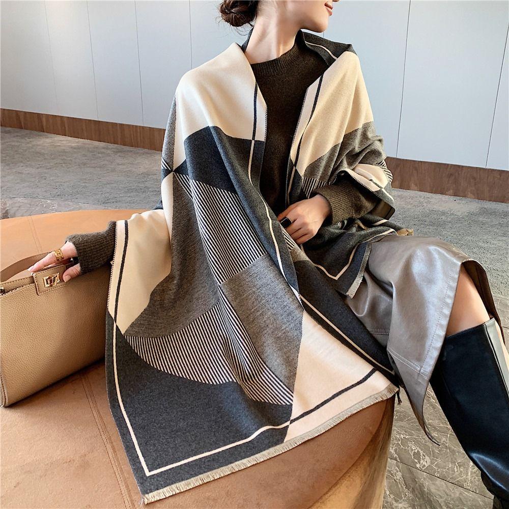 190*65cm Winter Wraps Scarf Women Lady Fringed Shawl New Cashmere Shawl