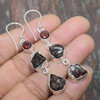 Smoky Rough, Smoky Topaz Gemstone Solid 925 Sterling Silver Handmade Jewelry Earring