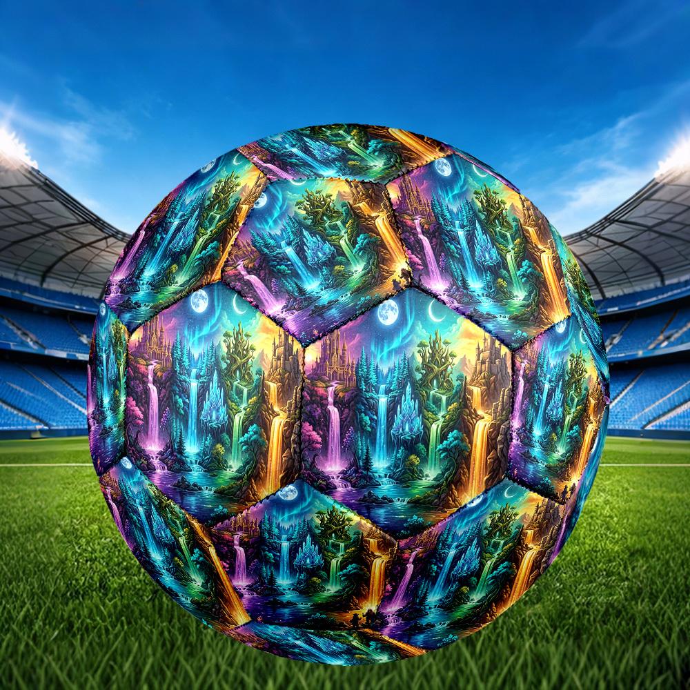 1pc Fantasy Waterfall Kingdom Theme Soccer Ball Football, Size 5, Lightweight PVC, Outdoor Training Soccer Ball,Sports Gift T61454
