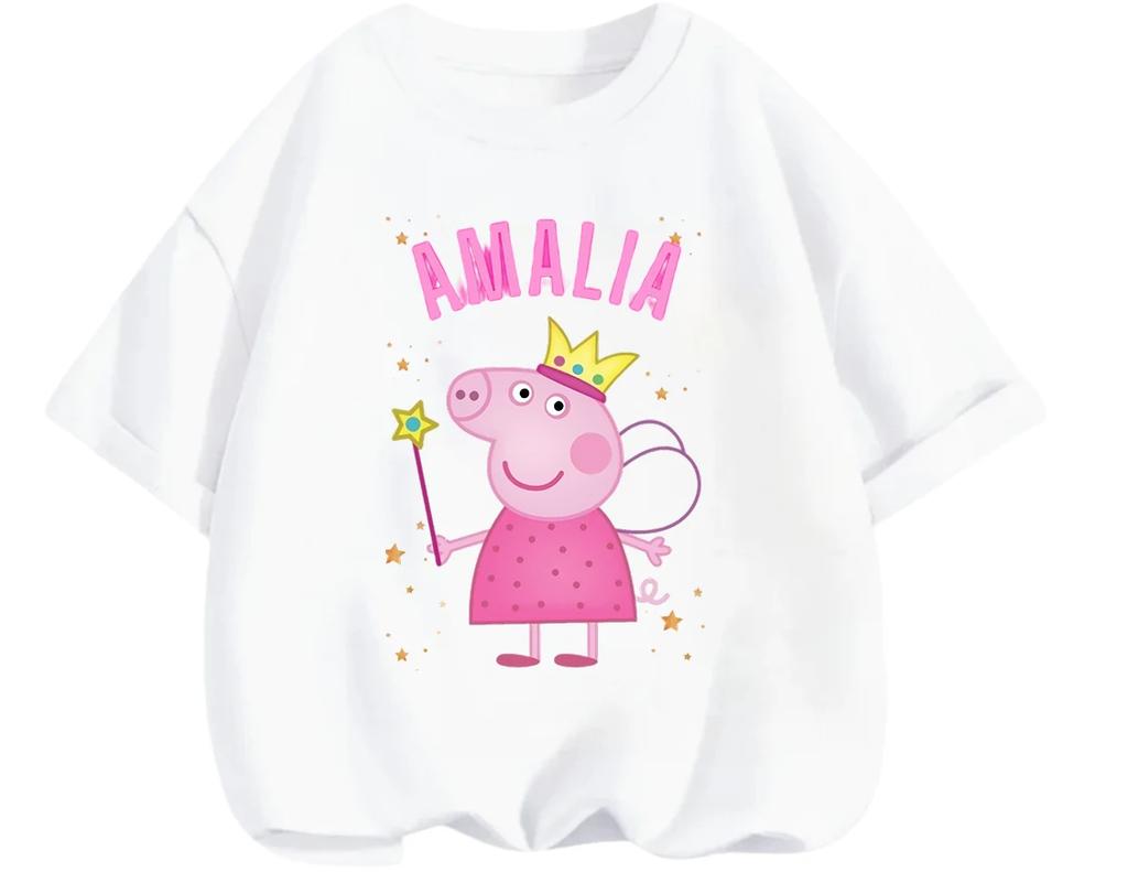 Kawaii Casual Crew Neck T Shirt Cute Cartoon Print Summer Street Style Kids Wear Peppa Pig Boys Girls 3 14