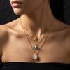 Boho Starfish Shell Conch Pearl Pendant Necklace for Women Trendy Gold Color Layered Chain Necklaces Summer Beach Party Jewelry