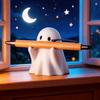 Smiling Faces Ghost Figurines Flocked Texture Ghost Pen Holder Mini Ornament  Desktop Decoration