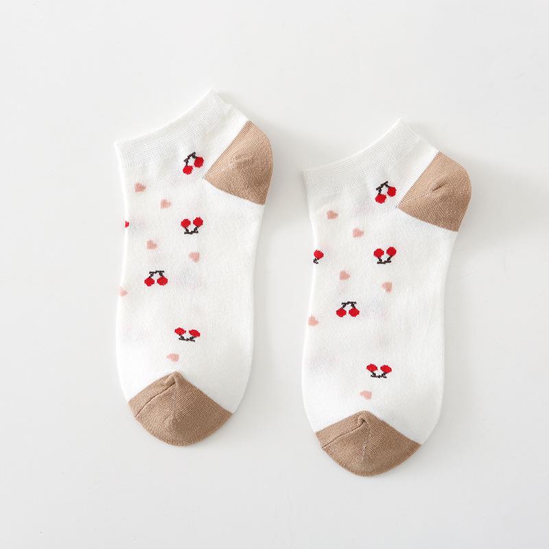 5/10 Pairs Casual Spring and Summer Socks for Women Boat Socks Cute Khaki Checkered Short Socks Low Cut Shallow Mouth Cotton Invisible Socks