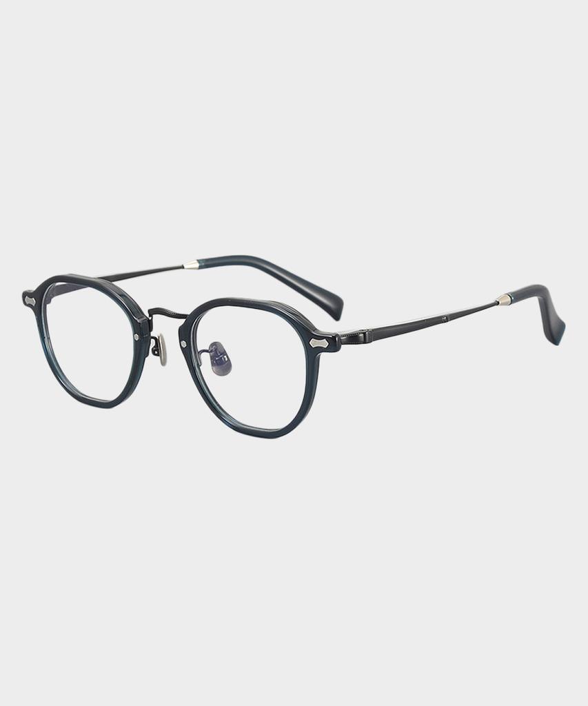 Lingkeonpeuleim Nm-143 Pure Titanium Eyeglass Frame Blue Green