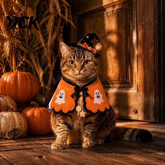 Costume di Halloween per Piccoli Animali Domestici, Costume da Strega per Gatti, Mantello Fantasma Carino, Abbigliamento Morbido Divertente per Animali Domestici, Tenuta per Festival, Mantello Cosplay per Gattini, Festa di Natale