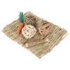 Hamster Chew Toy Set Hand Woven Teeth Grinding Toxic Free Pet Grass Mat Ball Toys for Guinea Pig Rabbit Parrot