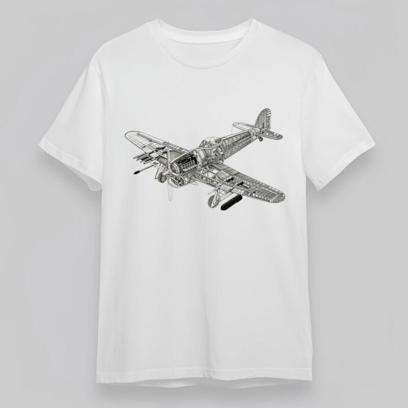 

Men s Oversize T-Shirt Aircraft Line Art With Structural Details Graphic Tee M