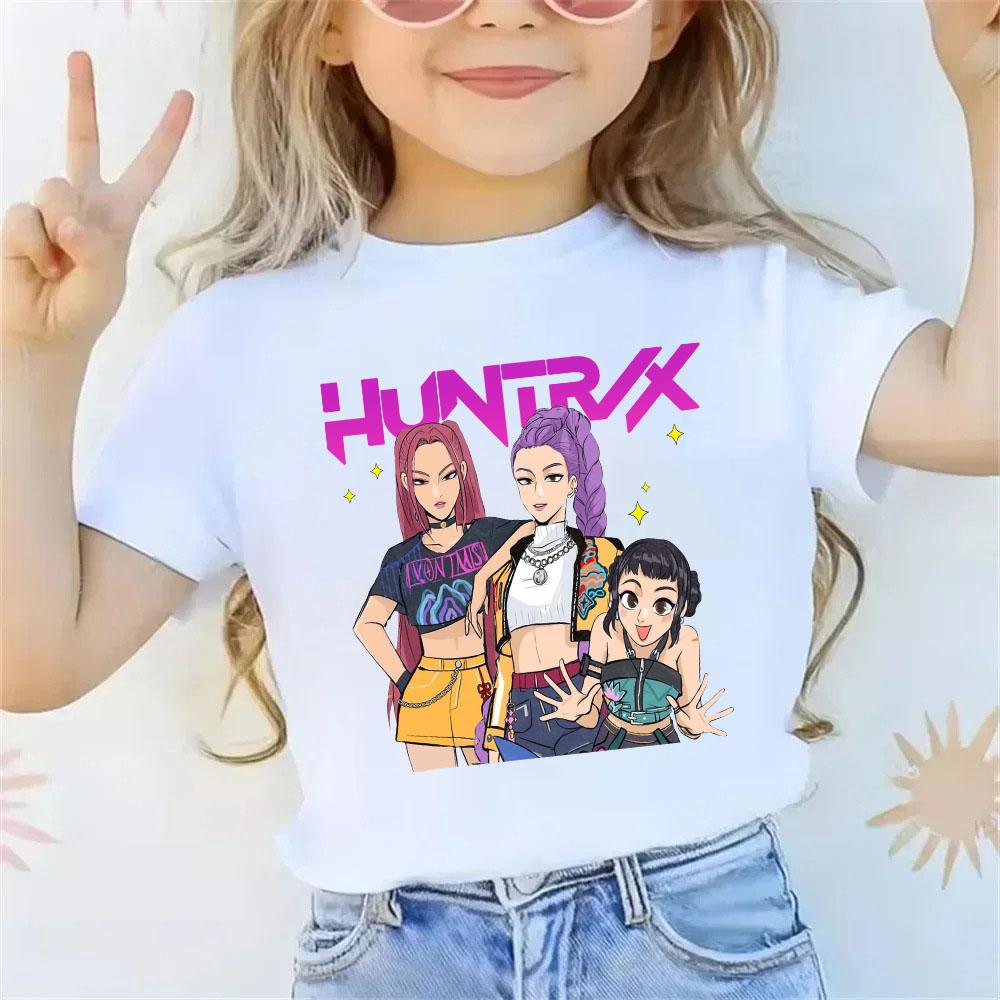 KPop Dämonenjäger T-Shirt Sommer Kurzarm-Tee für Freizeit Locker Mädchen Junge Grafikdruck Oberteile