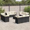 VidaXL Garden Lounge Set with Cushions 13 Pcs Black Braided Resin 3249175