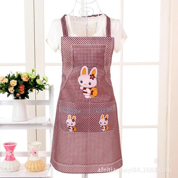 Cartoon Kitchen Cooking Apron Rabbit Sleeveless Double Pocket Household Cleaning Aprons for Adults Women Lady Cloth Protect