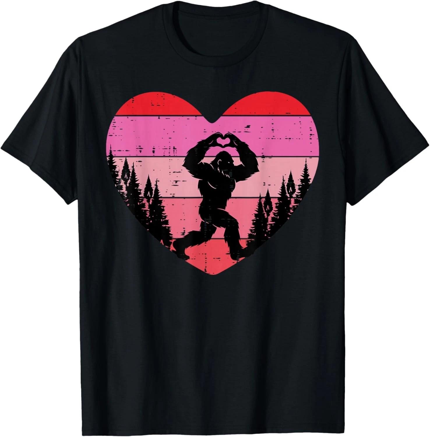 Valentines Days Bigfoot Hand Heart Sasquatch Women Men unisex T-Shirt M