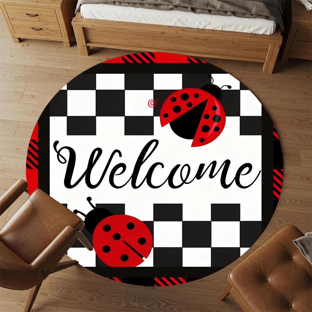 1pc Ladybug Round Chair mat office Area Rug - Non-Slip, Floor Mat for Office, Bedroom, Ideal home decor gift c0112019