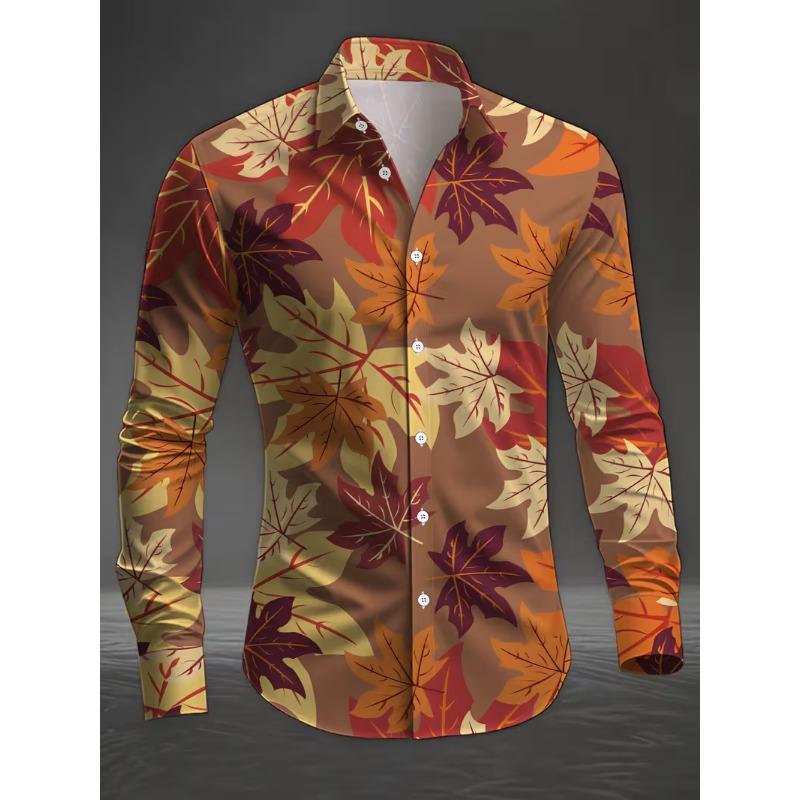 New men's fashionable 3D animal printed shirt with casual long sleeves and flower button design, fashionable shirt top