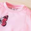 Baby Girls Butterfly Print Sweatshirt Set Pullover Top and Pants 2pcs