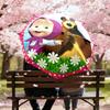 Cartoon Russian Animation Fairy Tale Masha and the Bear Cartoon Umbrella, a Must-have for Home and Outdoor Travel, Foldable Wrought Iron Umbrella W3