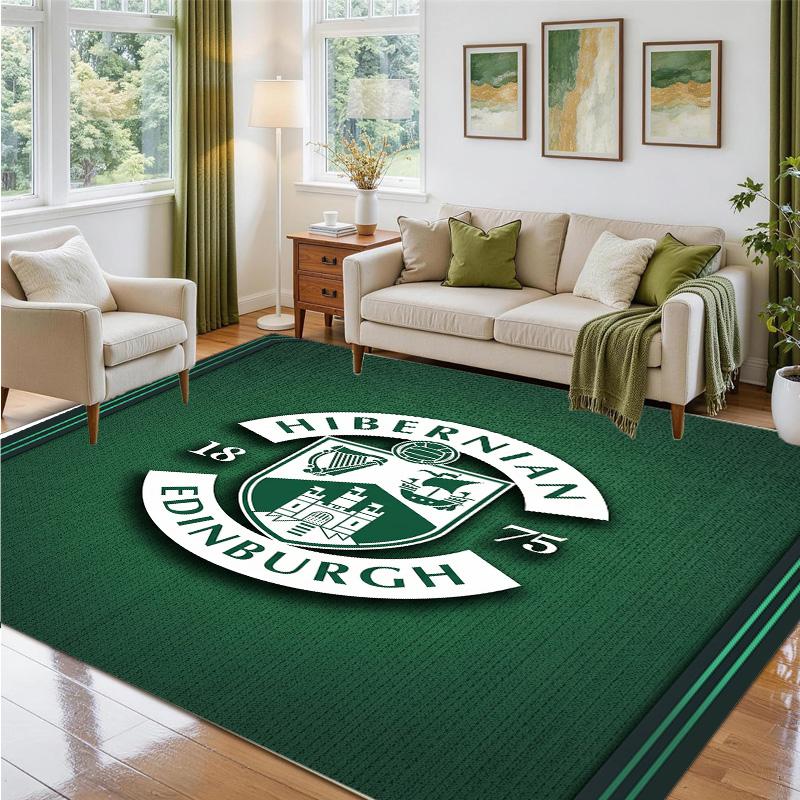 Hibernian FC Design Crystal Velvet Rug Soft Decorative Mat for Bedroom Entrance