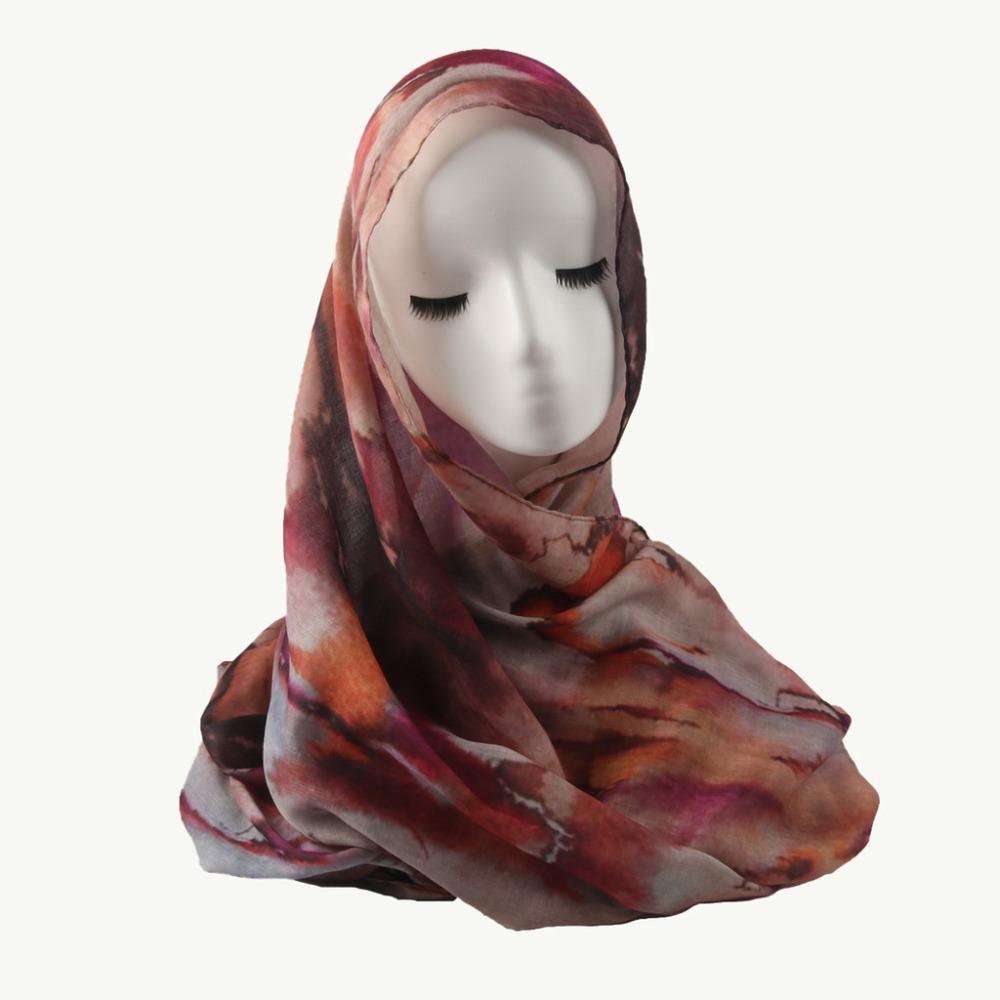 Breathable Print Islam Scarf Watercolour Women Sunscreen Shawl Woven Hijab Scarf  Party