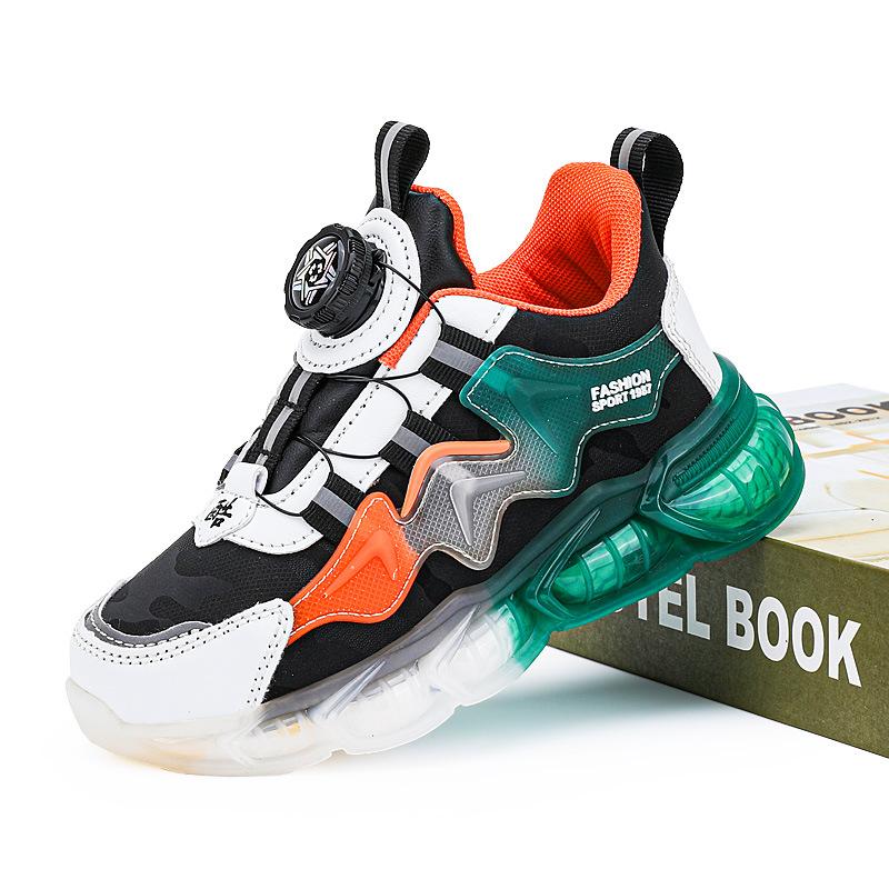 Fashion New Children's Casual Shoes Breathable Mesh PU Leather School Sports Shoes Lightweight Fashionable Wear-Resistant Running Shoes