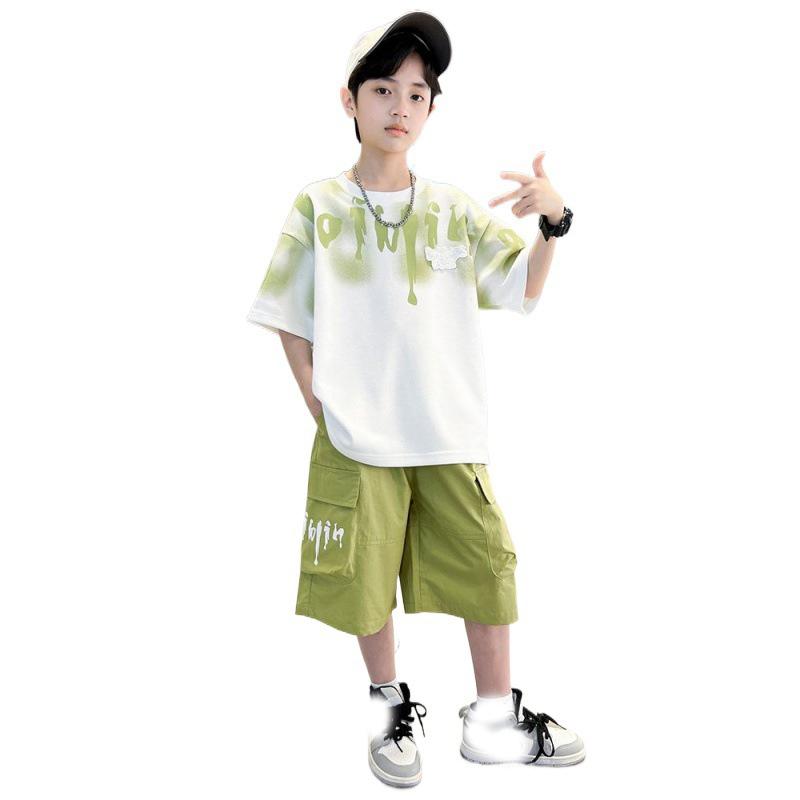 Chlapecká sportovní krátká souprava Korejský high street Dětská trička + šortky 2dílný set Dětská souprava