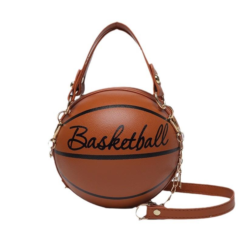 Dámská podzimní/zimní řetízková kulatá crossbody kabelka - Basketbalový/módní design