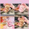 Bear Delightful Cream Plush Keychain With Stretchy Design Cute Cartoon Keyring For Fun Gifts