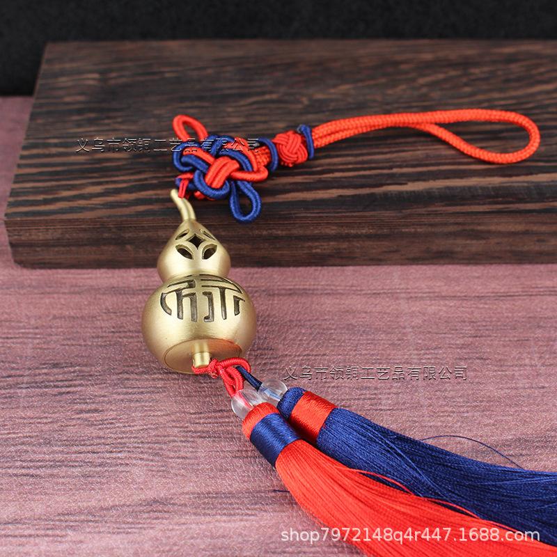 Pure Hollow Carved Five Emperor Coins Perfume Gourd Pendant Copper Coin Chinese Knot Tassel Car Air Freshener Hangi