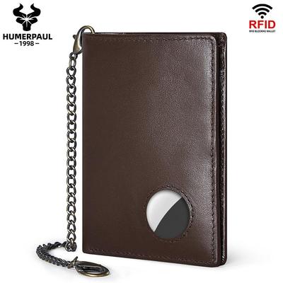 Portafoglio da uomo in vera pelle, grande capacità, porta carte di credito Rfid