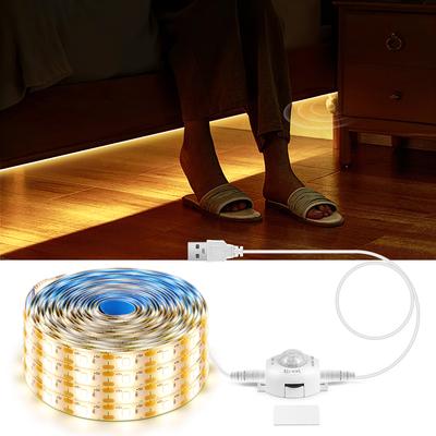USB 5V PIR Hareket Sensörü LED Şerit Işık Bandı Su Geçirmez Yatak Altı Gece Lambası Sensör Lambası Oda Mutfak Dolabı Arka Aydınlatması