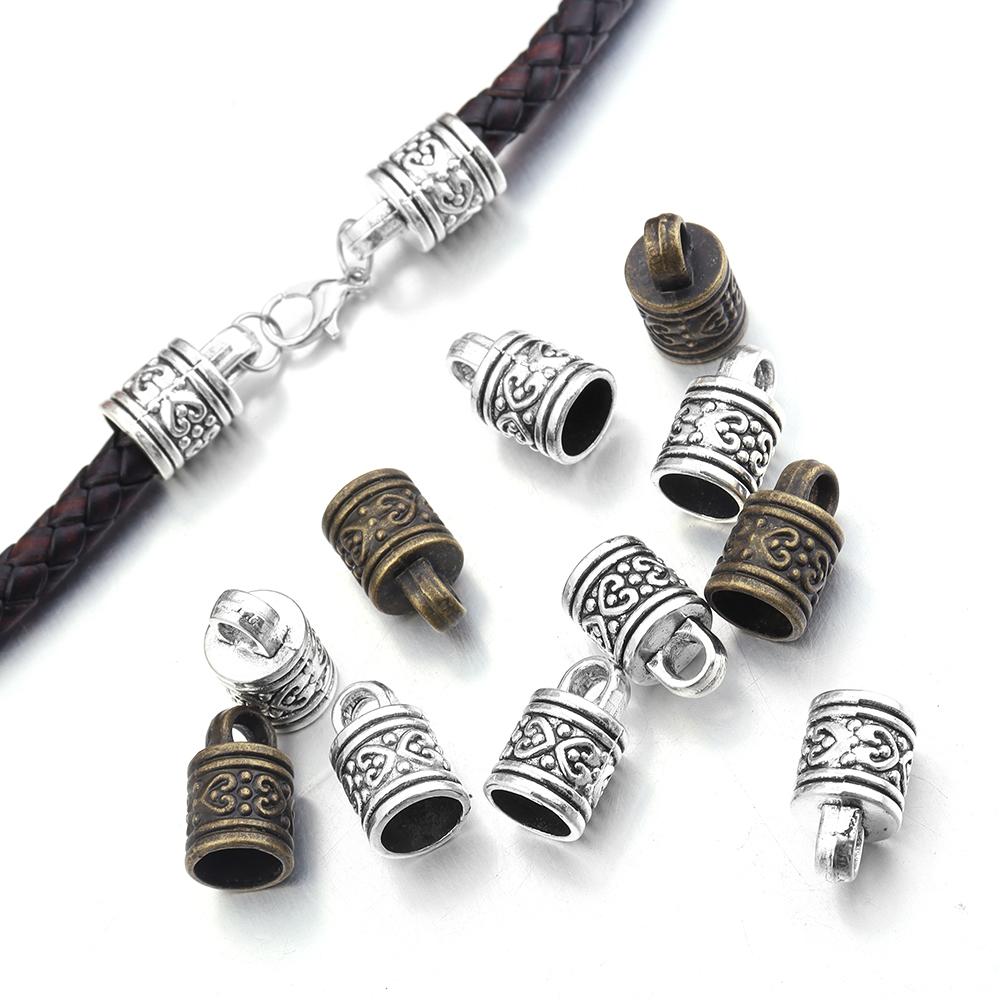 10 pezzi Terminali a Crimpare in Metallo 10x16mm Vintage Fibbia Terminale per Cordino in Pelle con Frange Perline Per Fai da Te Creazione Gioielli Bracciale Collana Forniture