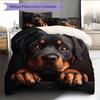 Black Rottweiler Pattern Bedding Home Decoration Birthday Gift (1 * duvet cover + 2 * pillowcase, without core)