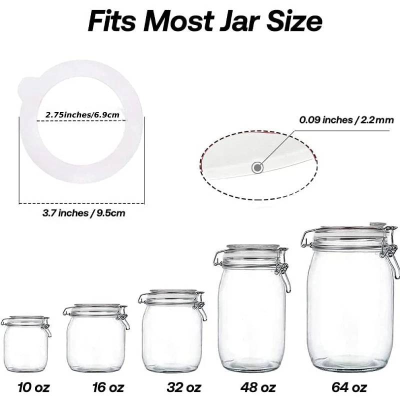 5pcs Silicone Jar Gasket Replacement Rings Airtight Rubber Seals for Glass Clip Top Canning Jars Storage Containers Leakproof1