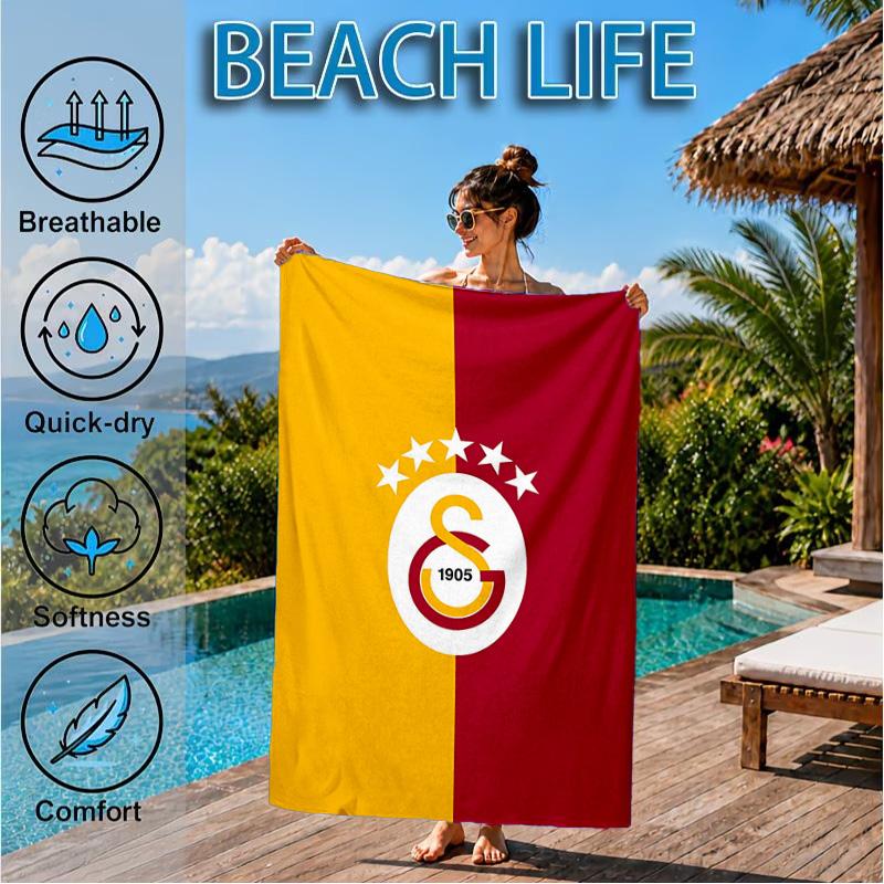 Galatasaray Football Club Crest Beach Towel, Quick-drying, Easy to Care for, Suitable for Both Fitness and Beach Vacations,Sports Essential
