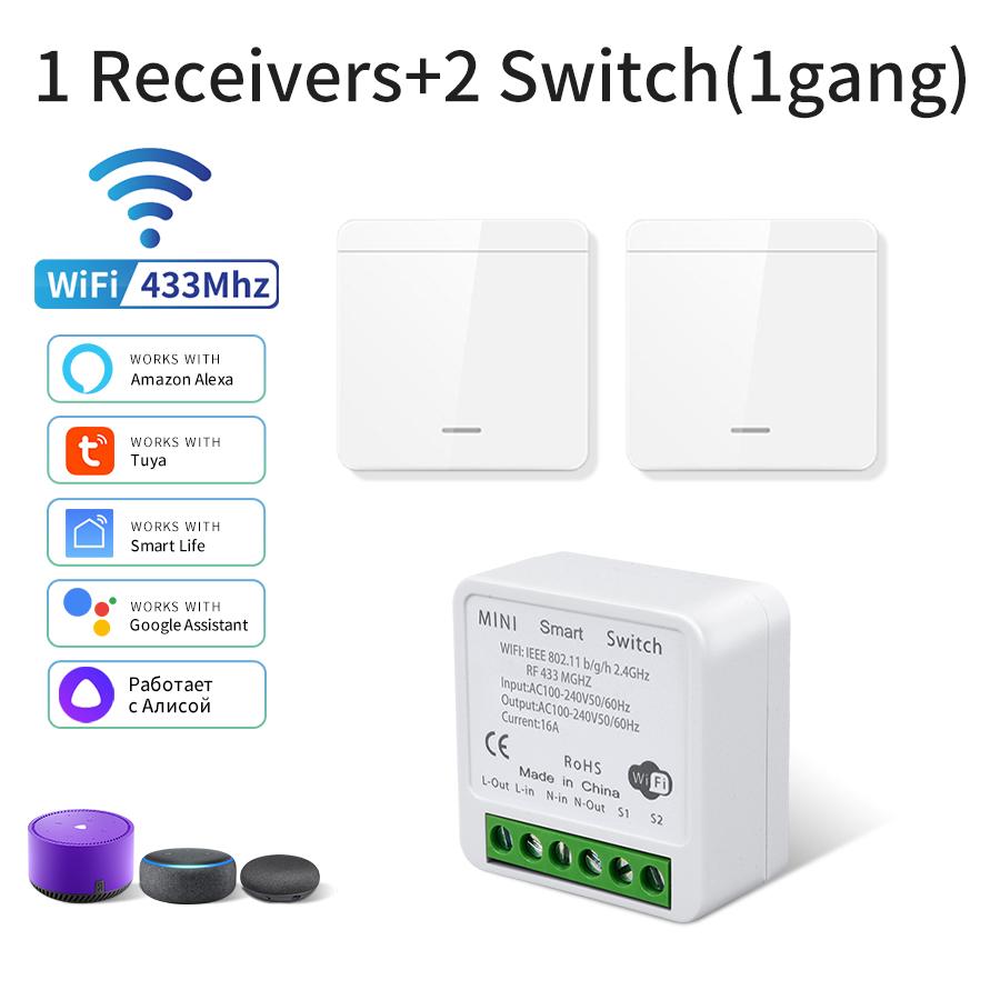 RF433MHz 1/2/3Gang Wall Switch Tuya Smart WiFi Switch Receiver Alexa Google Home Voice Control Smart Life APP Remote Module