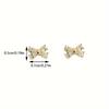 Minimalist Silver Stud Earrings with Bow Knot and Cubic Zirconia for Women Gift