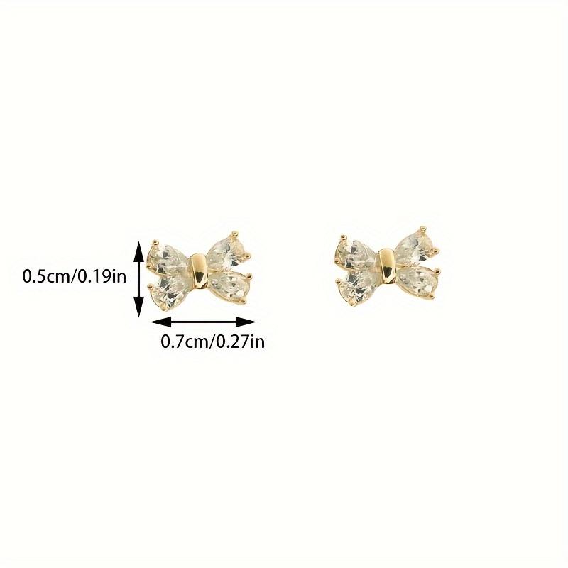 Minimalist Silver Stud Earrings with Bow Knot and Cubic Zirconia for Women Gift