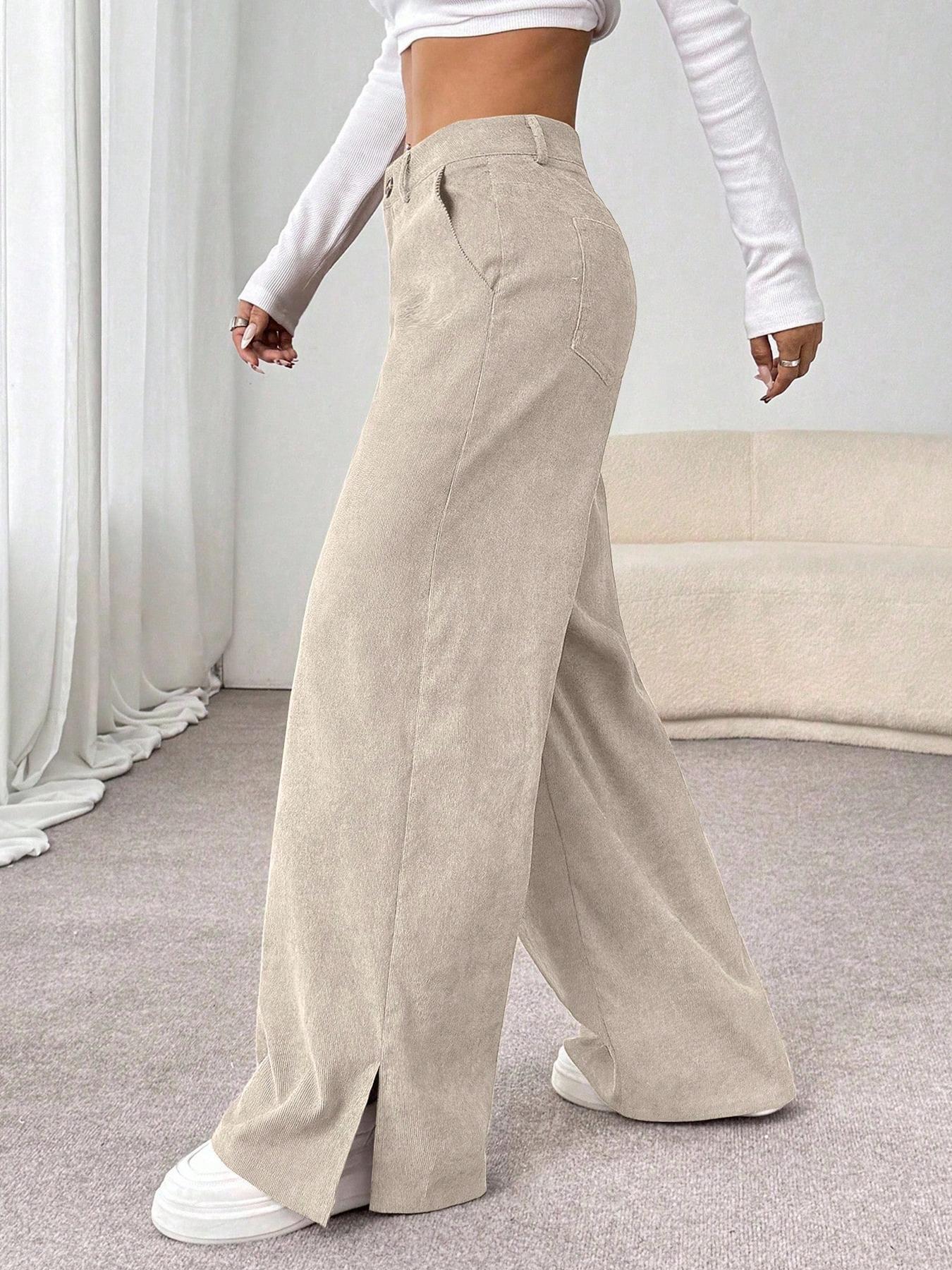 

Retro High-Waist Wide-Leg Button Pants - Casual Slimming Style XL абрикосовий